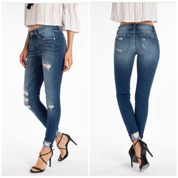 Medium Distressed Cuffed Skinny Jeans - Picture 4 of 7